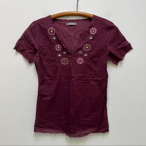 Joky Gal Raw Hem Embroidered Blouse - Picture 1 of 7